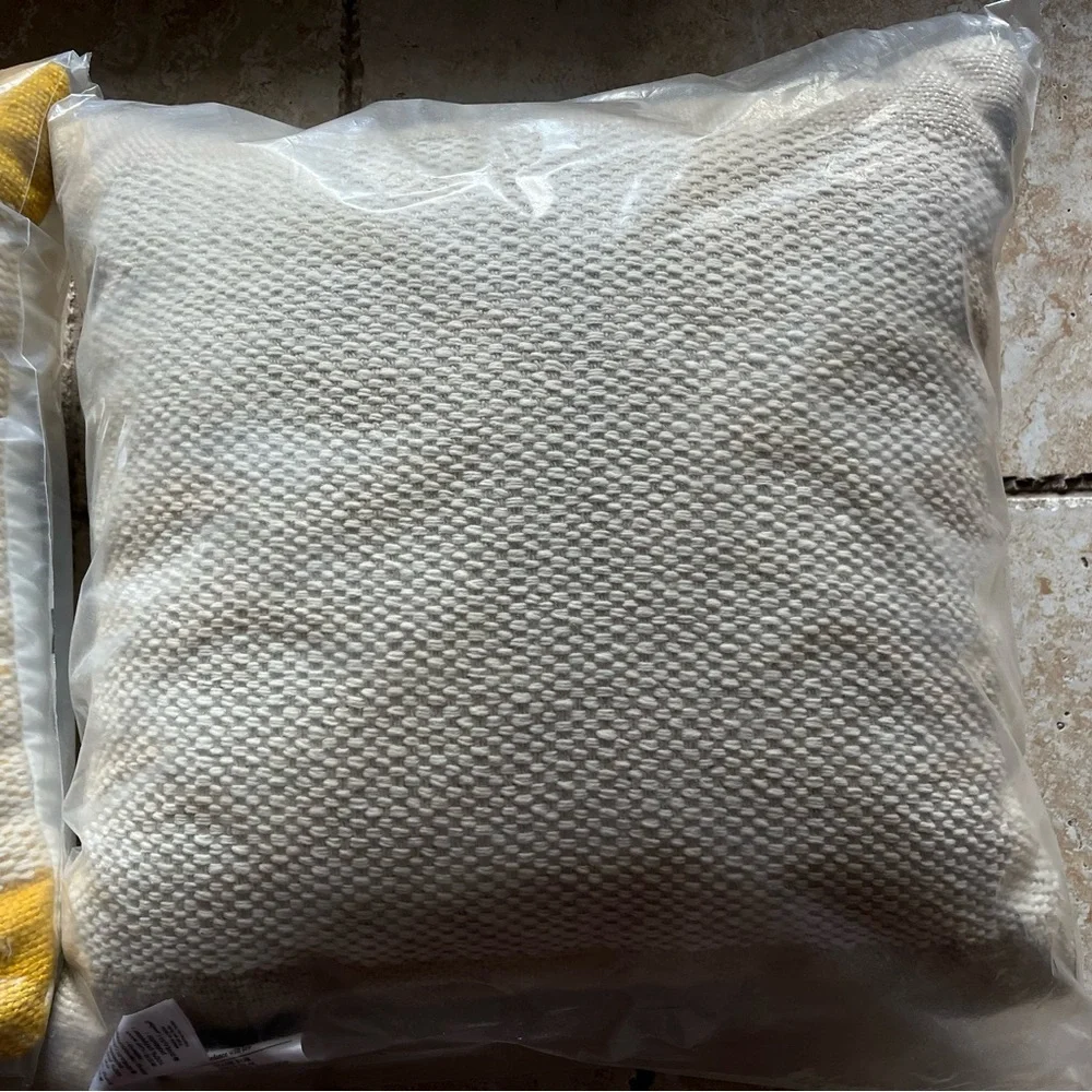 West Elm Indoor Outdoor Pillows (tan and light yellow)